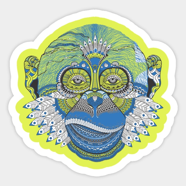 monkey face illustration Sticker by brighter bolder louder